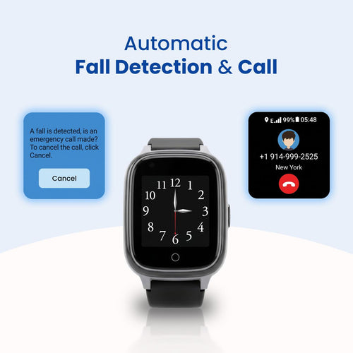 AI-Powered Fall Detection Watch for Elderly with Auto-Calls to Family, Live GPS & No Monthly Fee