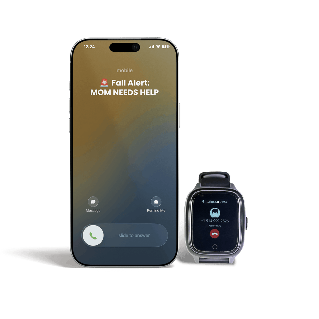 AI-Powered Fall Detection Watch for Elderly with Auto-Calls to Family, Live GPS & No Monthly Fee