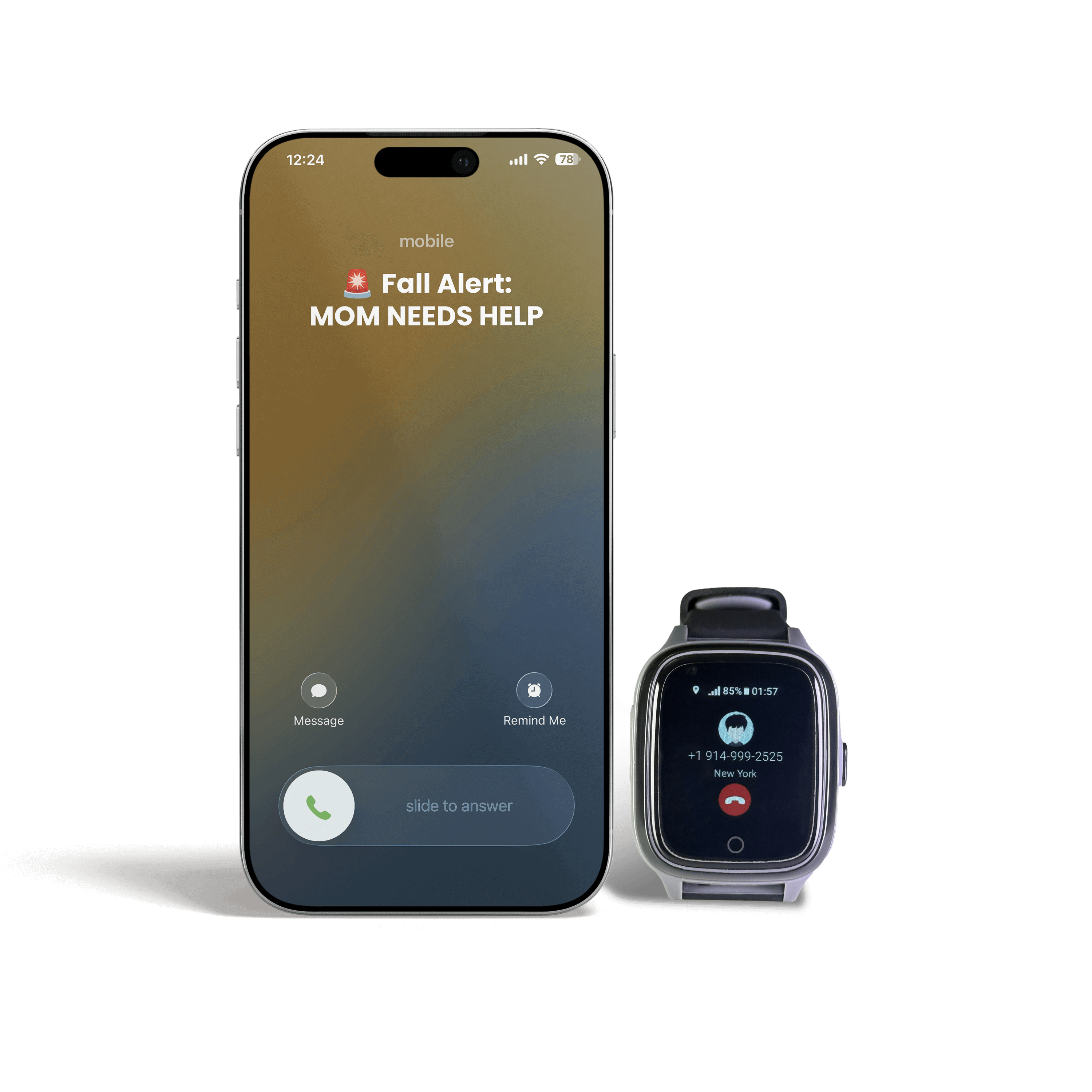 AI-Powered Fall Detection Watch for Elderly with Auto-Calls to Family, Live GPS & No Monthly Fee