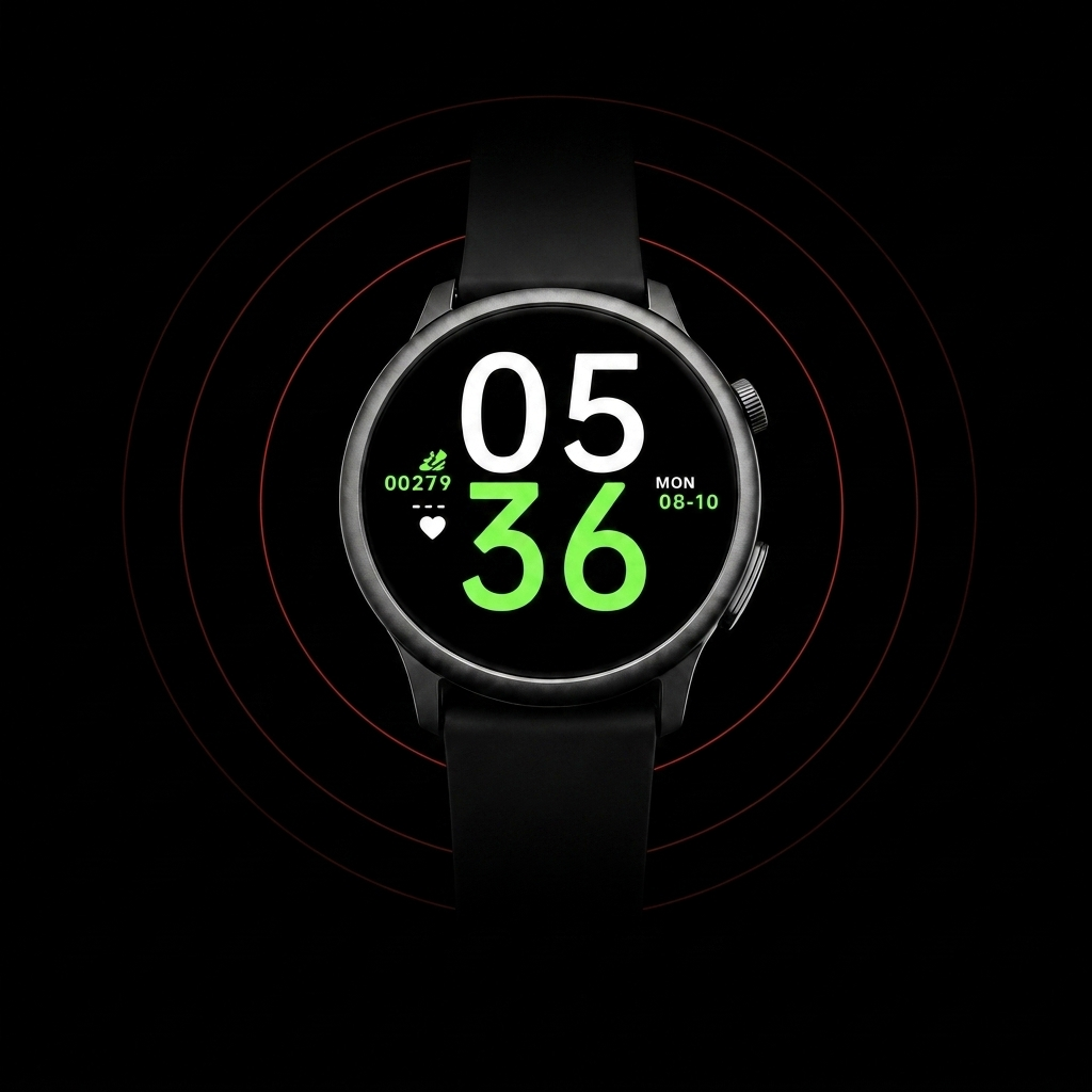 Works with their phone, within 30 feet.